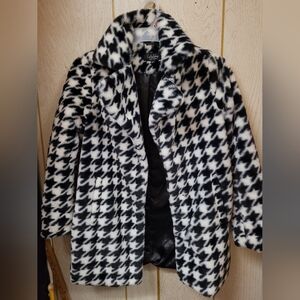 Black and White Houndstooth Teddy Jacket